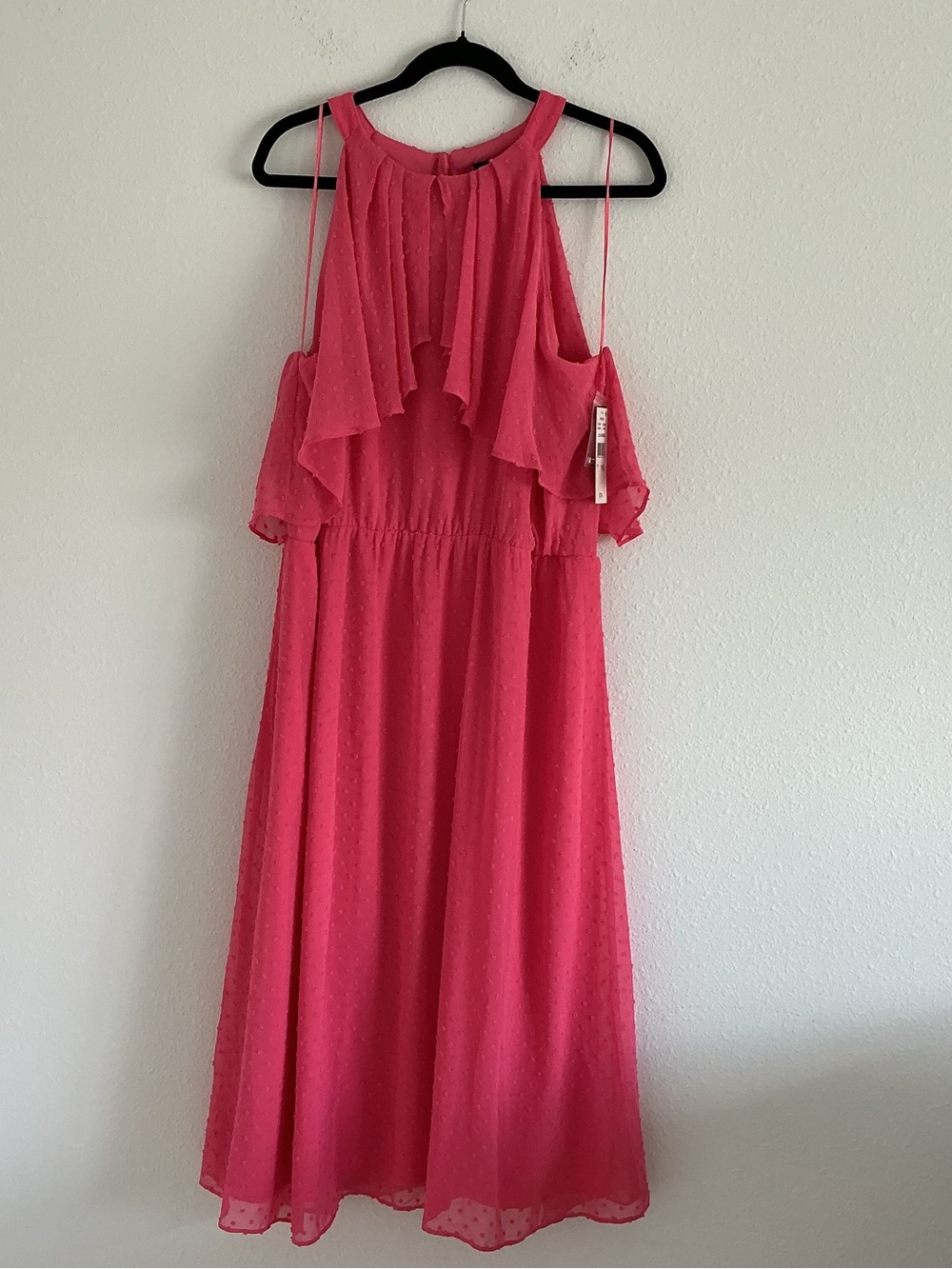 Cold-Shoulder Maxi Dress in Vibrant Pink